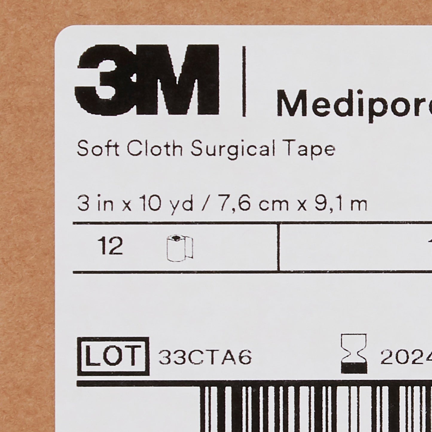 3M™ Medipore™ H Cloth Medical Tape, 3 Inch x 10 Yard, White 2863