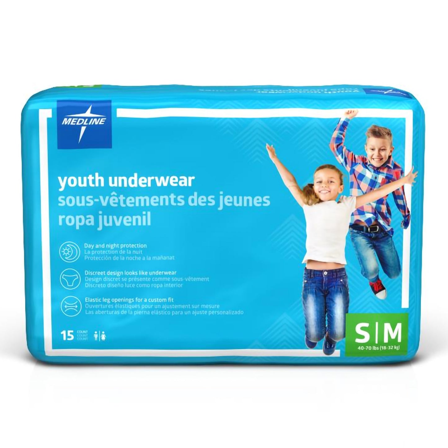 Unisex Youth Absorbent Underwear Pull On with Tear Away Seams Small / Medium Disposable Heavy Absorbency - MSC23001A