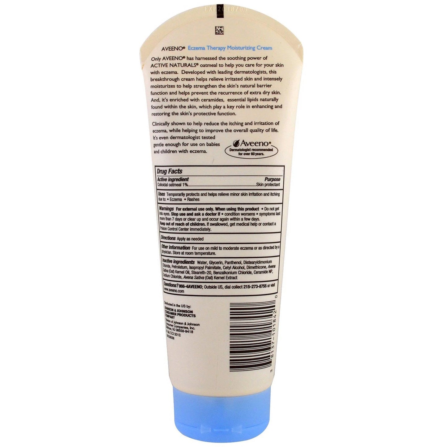 J & J Sales Aveeno Active Naturals Eczema Therapy Moisturizing Cream, 7.3 oz. 38137101842, 1 Each