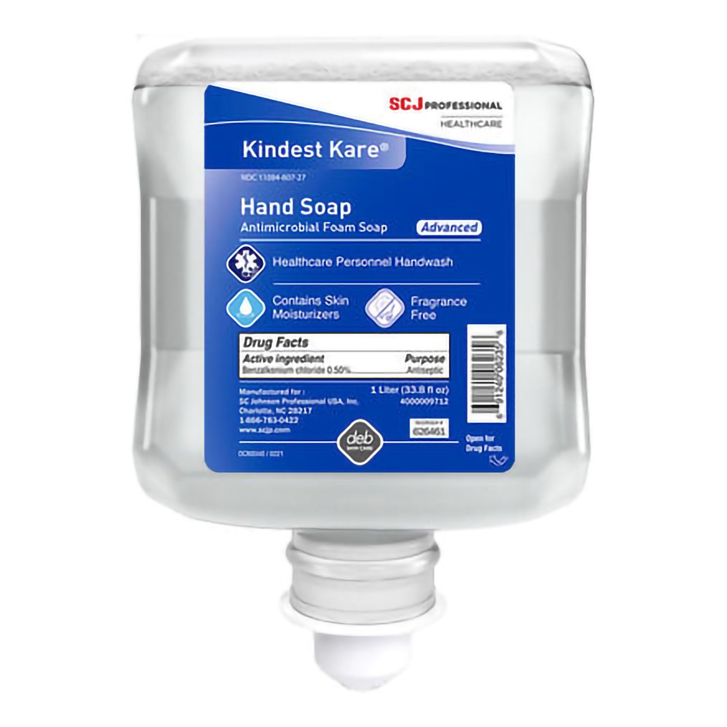 Antimicrobial Soap Kindest Kare® Advanced Foaming 1,000 mL Dispenser Refill Bottle Unscented - 626461