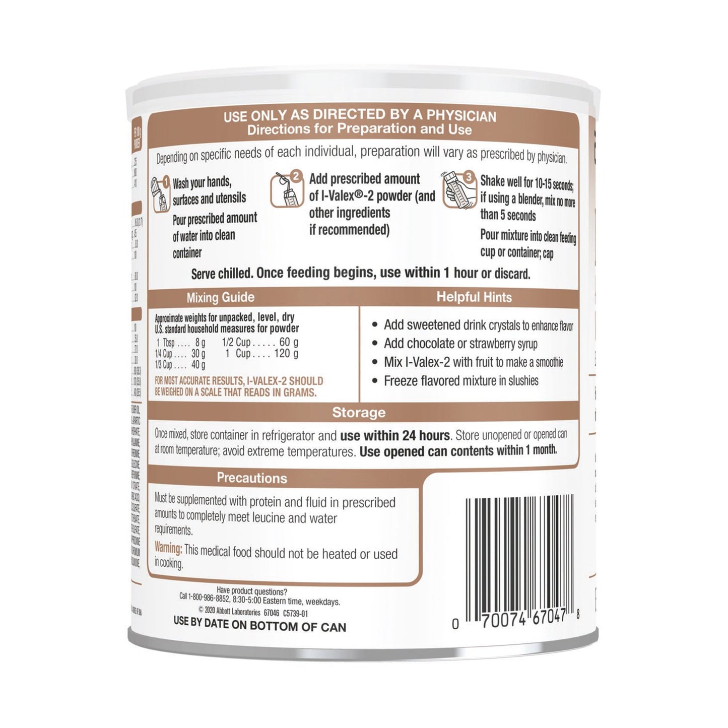 I-Valex®-2 Amino Acid–Modified Medical Food for Leucine Catabolism, 14.1-oz. can 67046