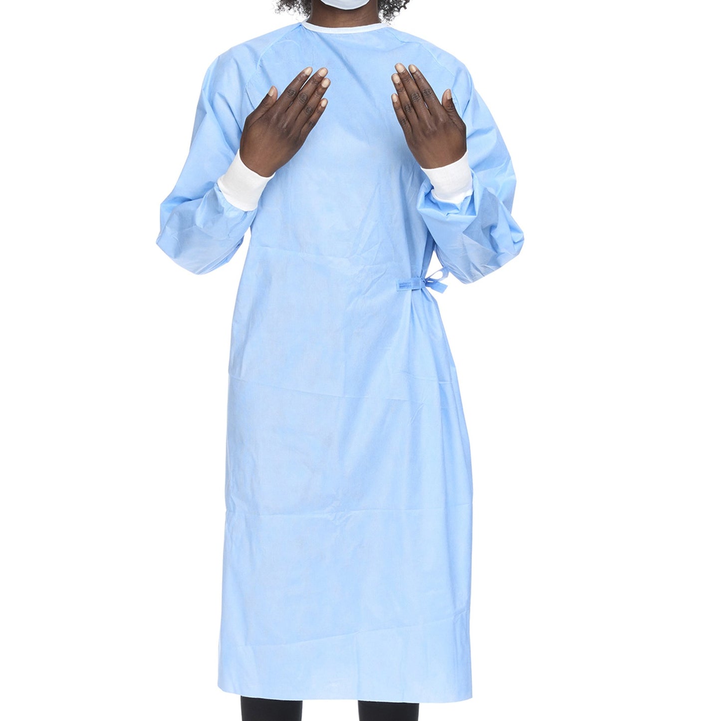 Non-Reinforced Surgical Gown with Towel Halyard Basics Large Blue Sterile Disposable - 99284