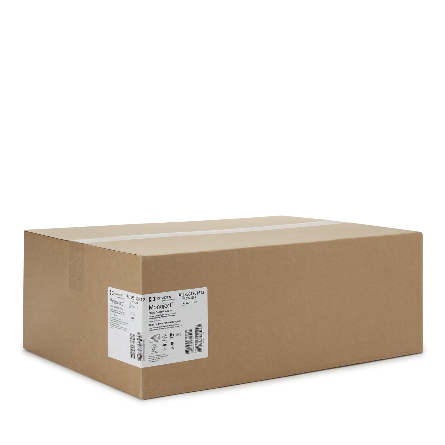 Monoject™ Venous Blood Collection Tube Serum Tube Plain 13 X 100 mm 7 mL Red Conventional Closure Glass Tube 8881301512