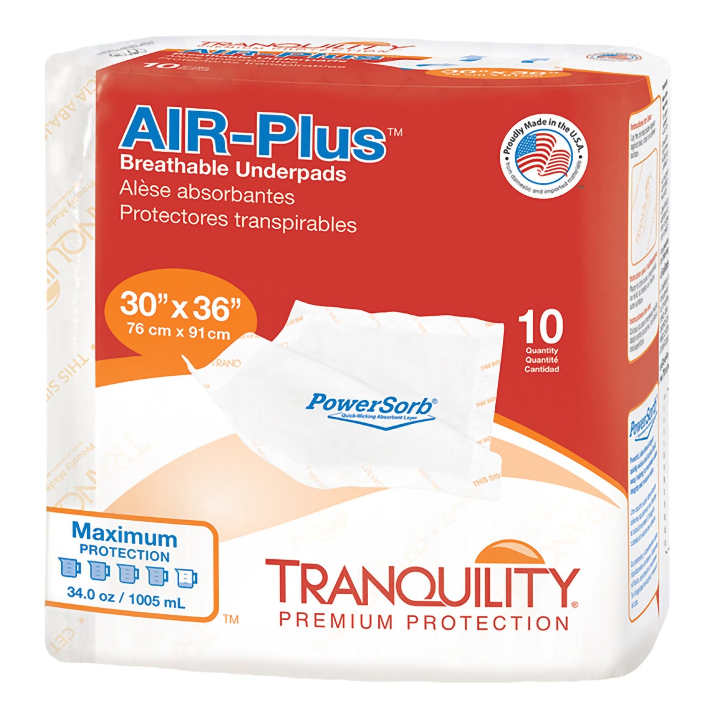 Disposable Underpad Tranquility® AIR-Plus™ 30 X 36 Inch Powersorb® Material Heavy Absorbency - 2710