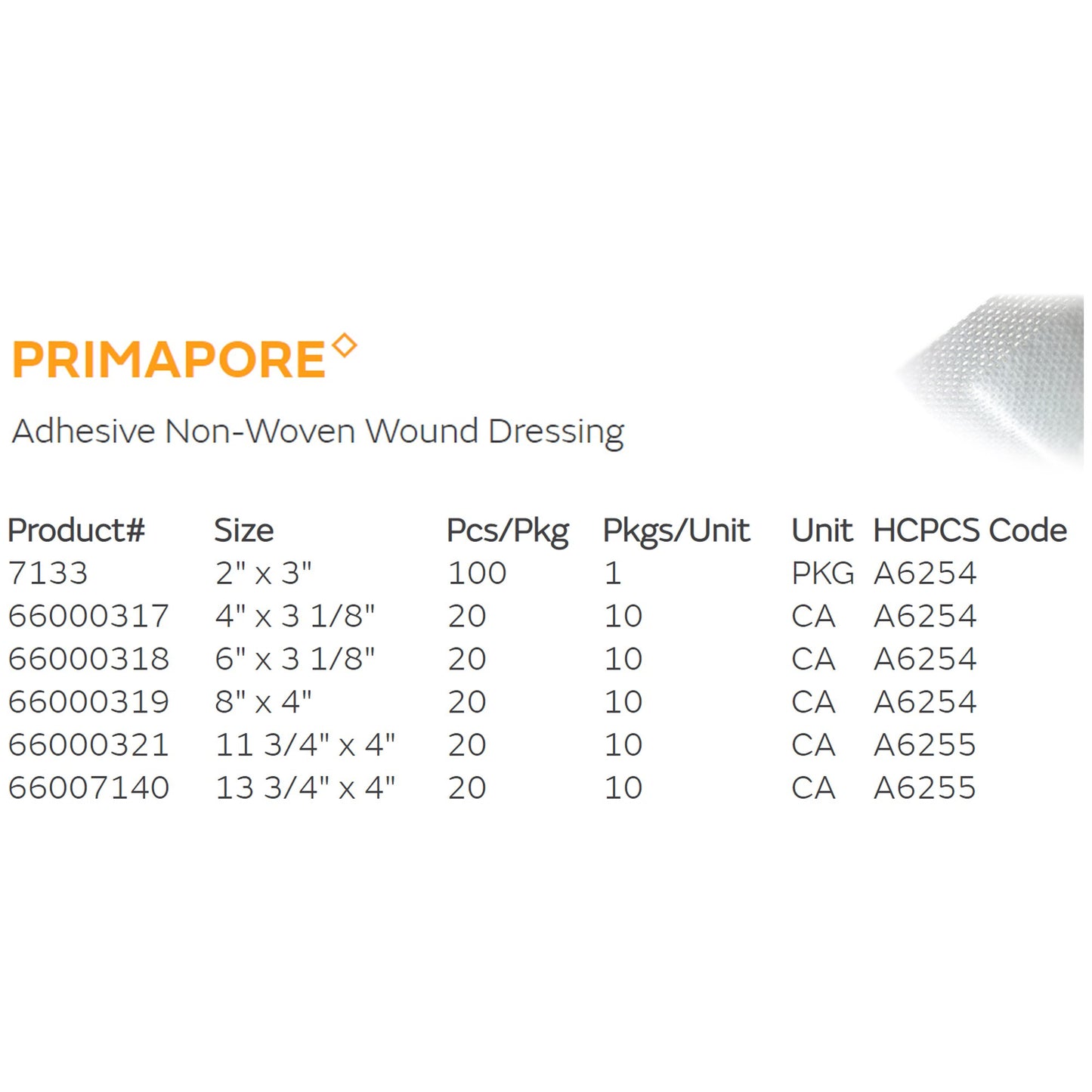 Primapore Adhesive Dressing, 10 x 20 Centimeter 66000319