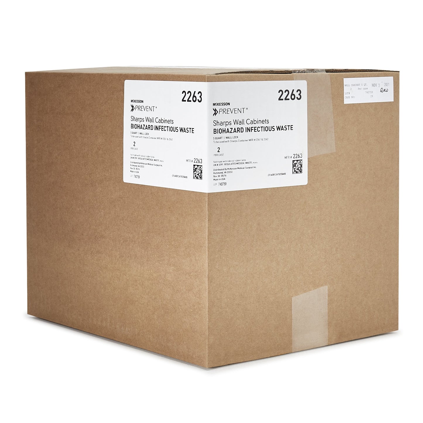 McKesson Prevent® Sharps Collector Wall Cabinet, 12¼ x 4¾ x 10 Inch 2263