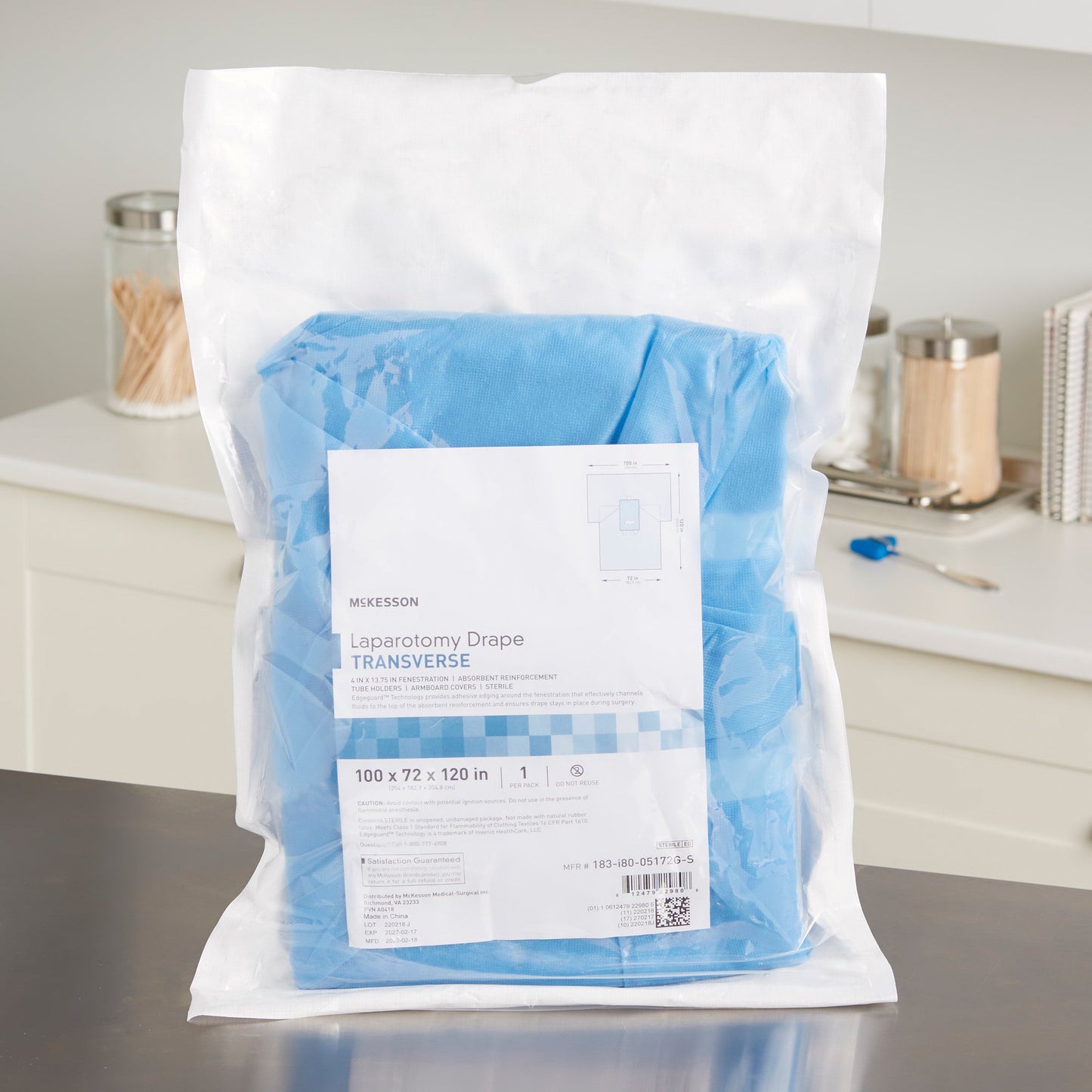 McKesson Sterile Transverse Laparotomy Drape, 100 x 72 x 120 Inch 183-I80-05172G-S