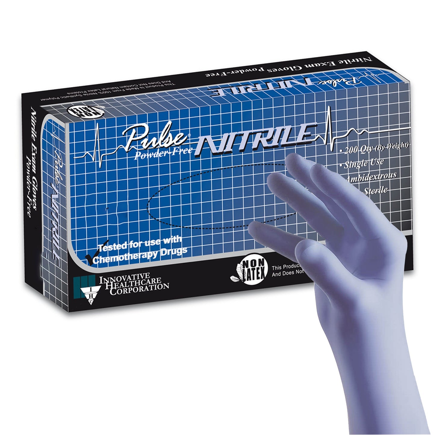 Exam Glove Pulse® Nitrile X-Large NonSterile Nitrile Standard Cuff Length Textured Fingertips Aqua Blue Chemo Tested / Fentanyl Tested - 177352