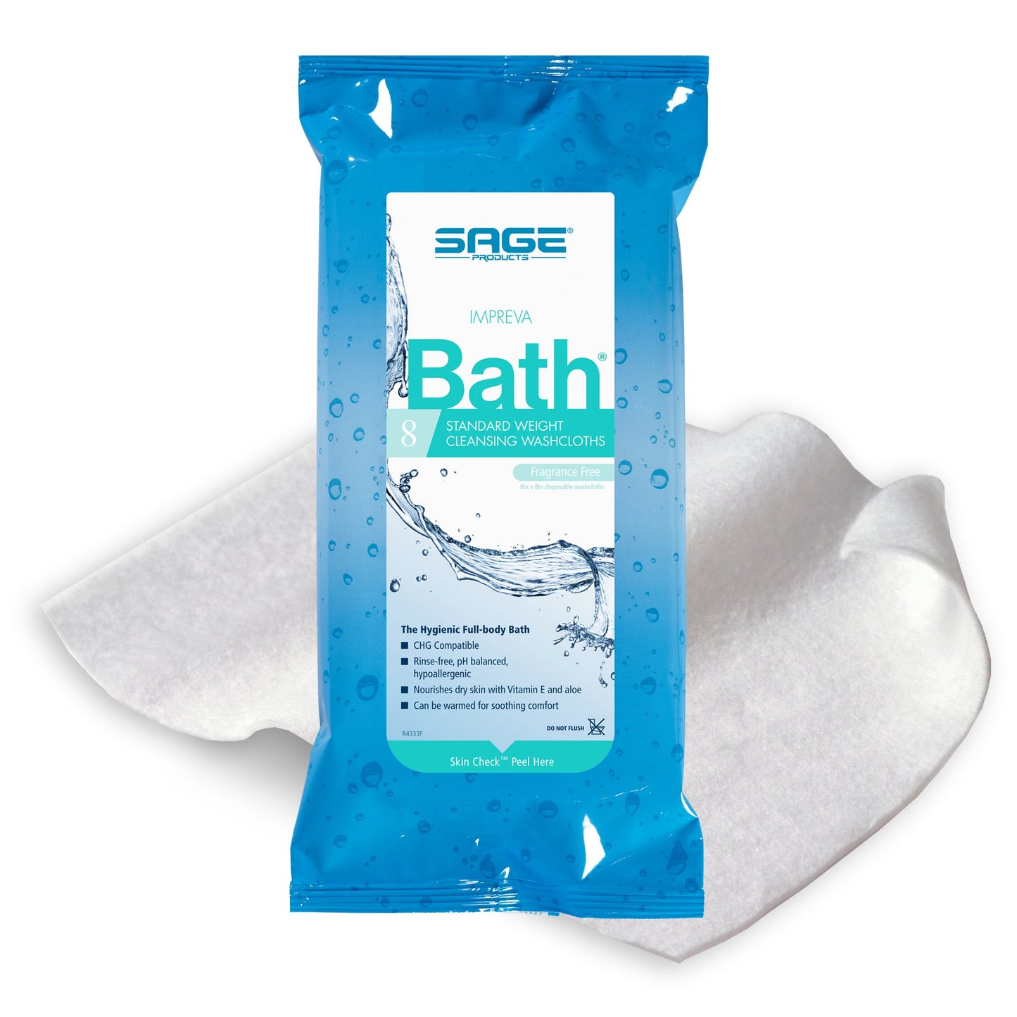 Rinse-Free Bath Wipe Impreva Bath™ Soft Pack Unscented 8 Count - 7988