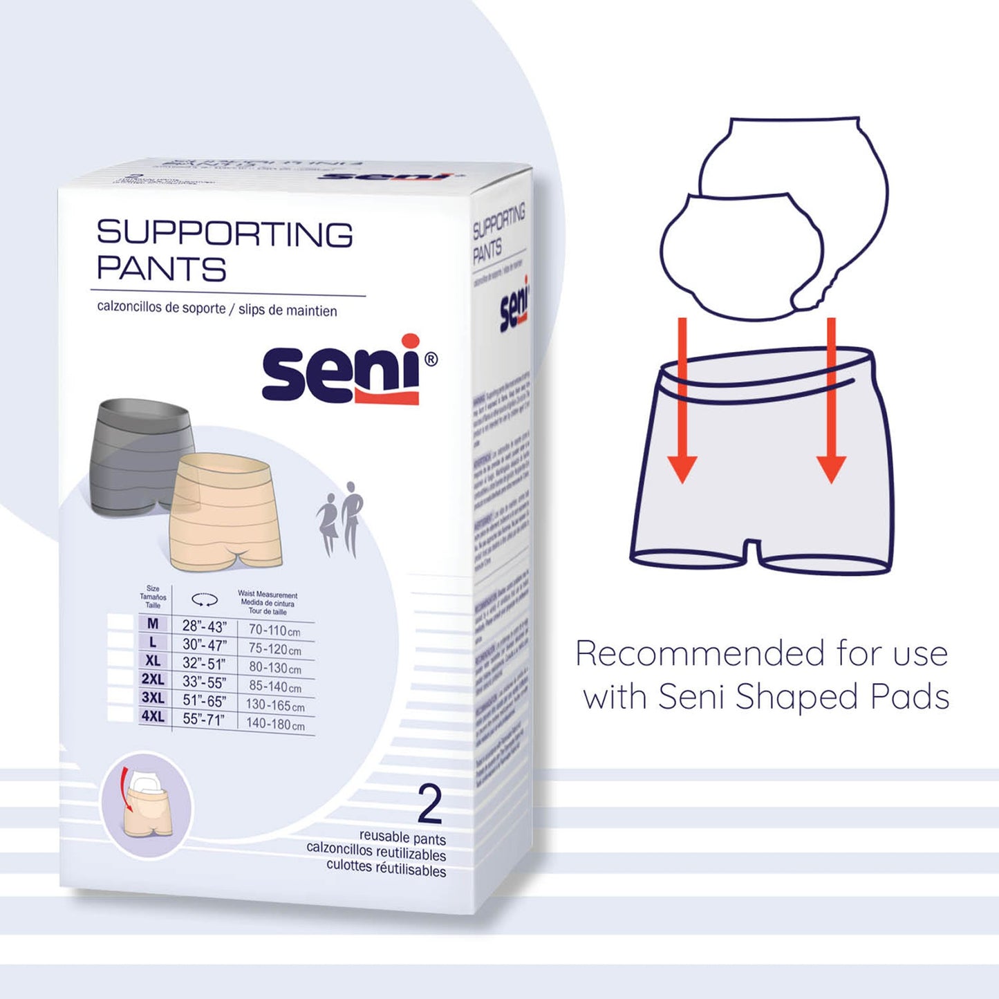 Seni® Pull On Boxer Style Knit Pant, Large, Unisex S-LA02-US1