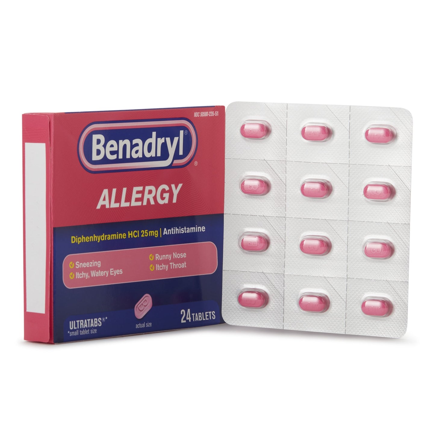 Allergy Relief Benadryl® 25 mg Strength Tablet 24 per Box - 50580022651