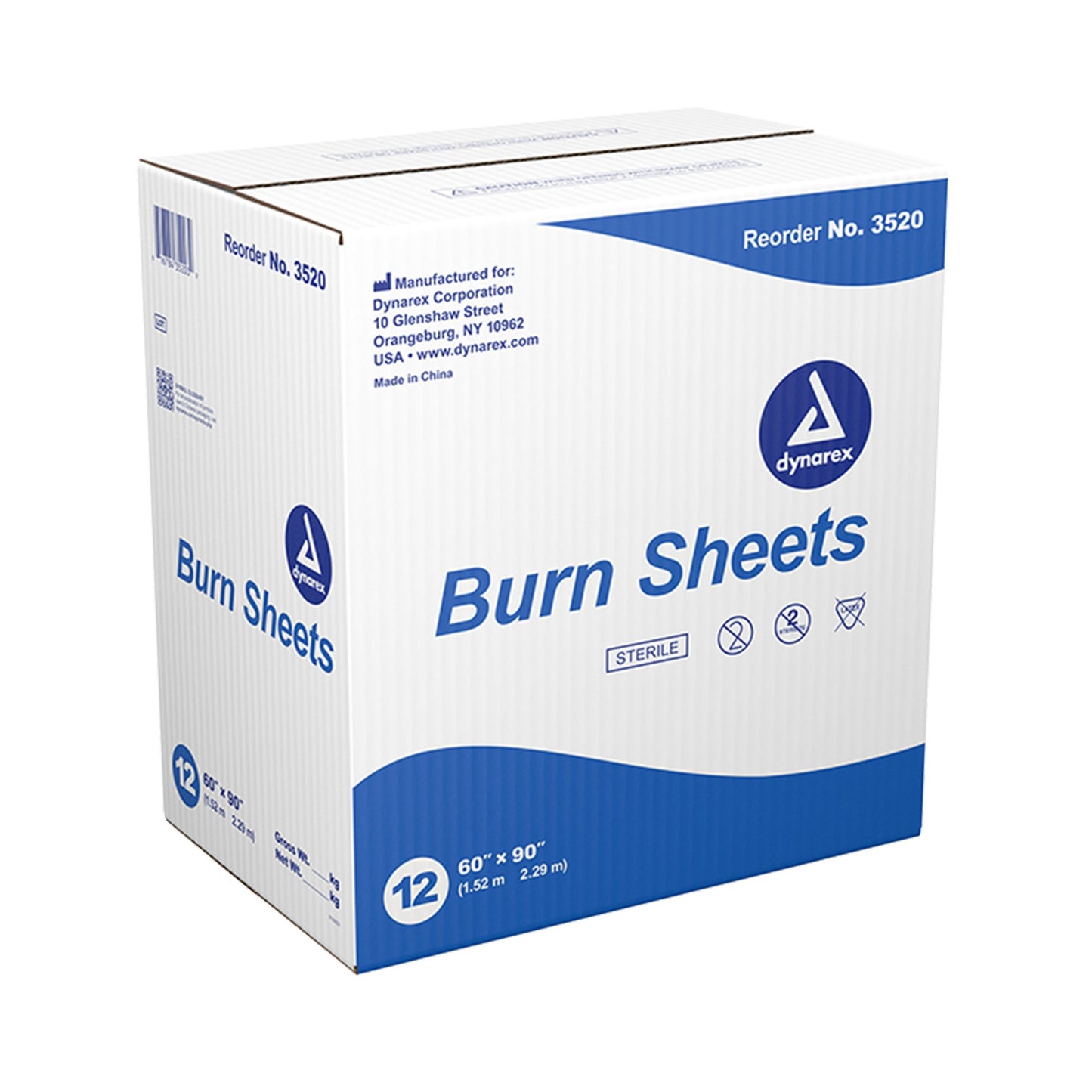 Dynarex Blue Flat Burn Sheet, 60 x 90 Inch 3520