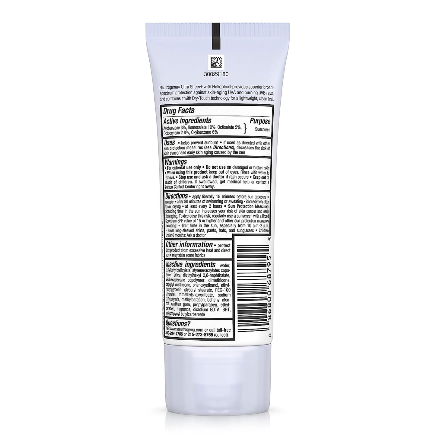 Sunscreen Neutrogena®Ultra Sheer® Dry Touch SPF 45 Lotion 3 oz. Tube 08680068795