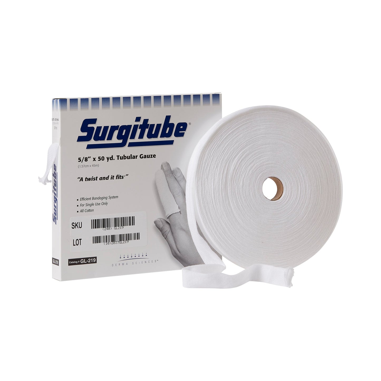 Tubular Retainer Dressing Surgitube® Cotton 5/8 Inch X 50 Yard Size 1 White Small Finger / Toe NonSterile - GL219