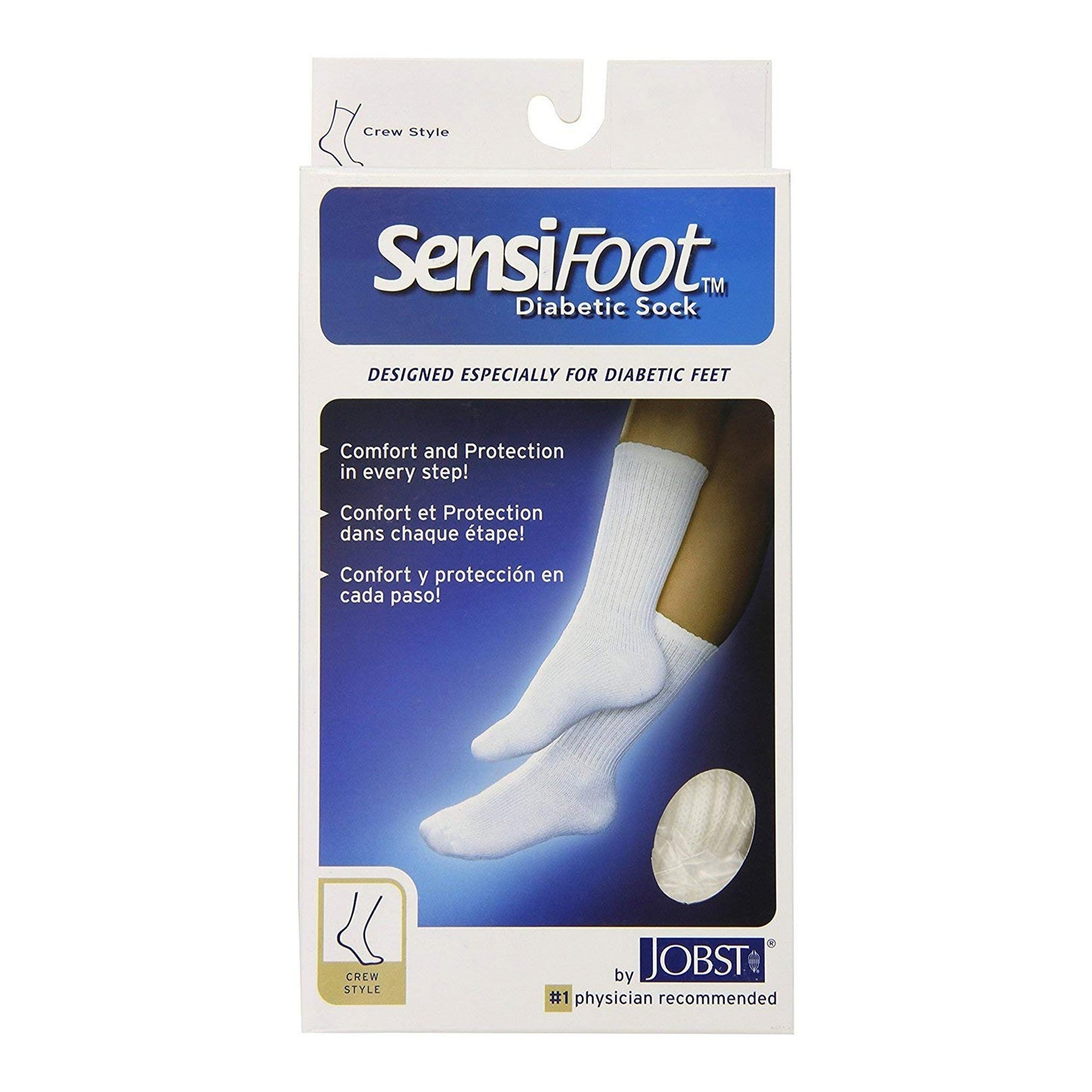 Diabetic Compression Socks JOBST® Sensifoot™ Crew Large White Closed Toe - 110838