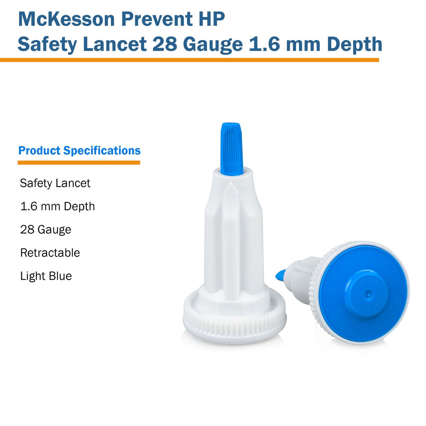 McKesson Prevent® HP Push Button Safety Lancet, 28 Gauge 16-PBHPSL28G1.6X