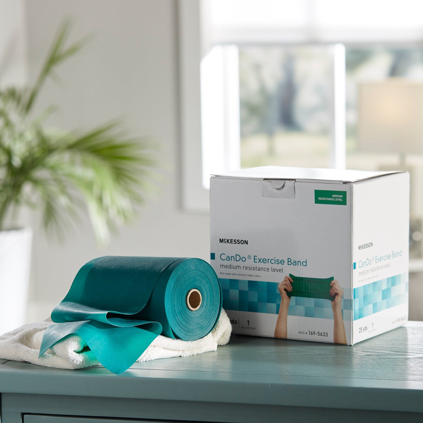 McKesson Exercise Resistance Band, Green, 5 Inch x 25 Yard, Medium Resistance 169-5633