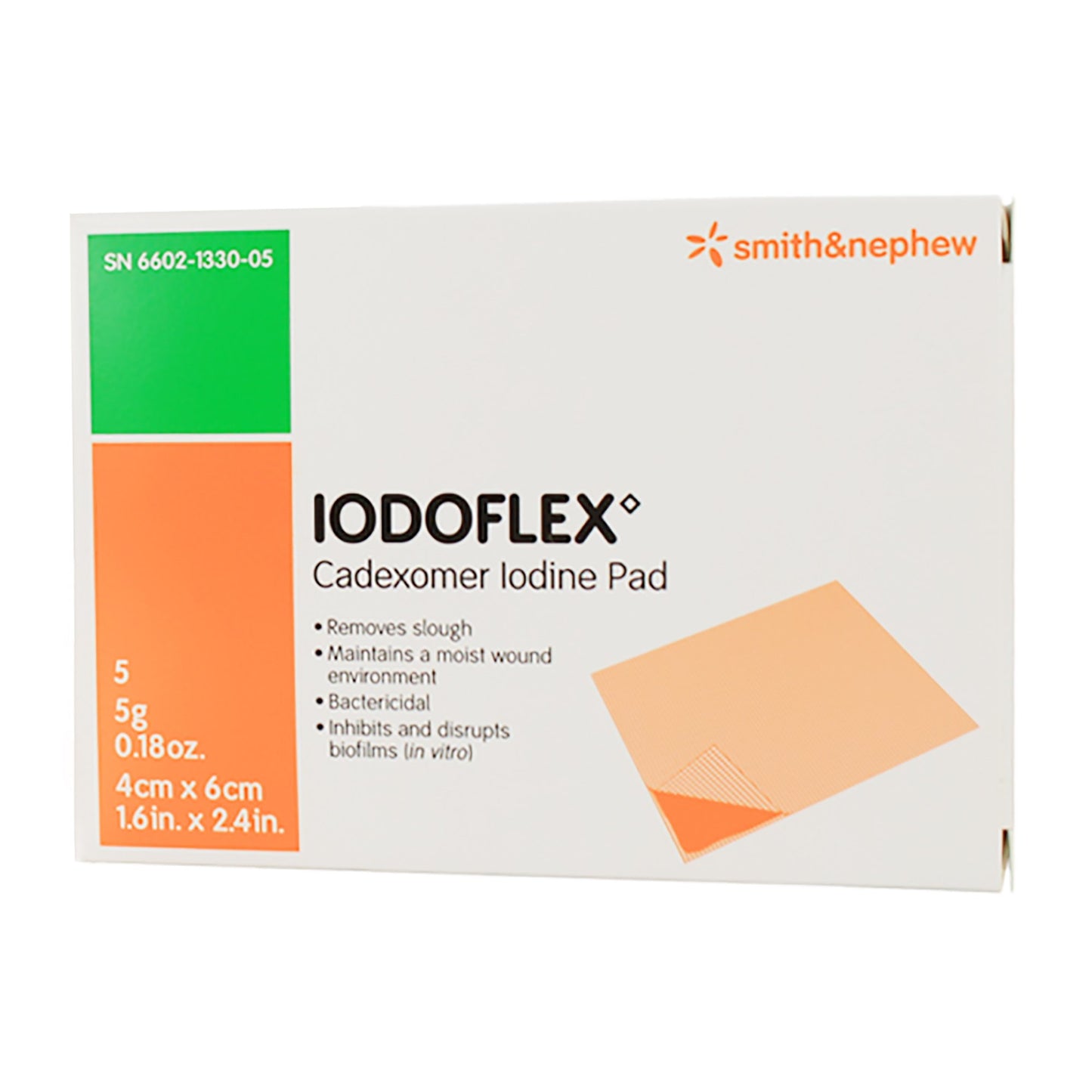 Iodophor Impregnated Dressing Iodoflex™ Pad Rectangle 1-1/2 X 2- 3/8 Inch Sterile - 6602133005