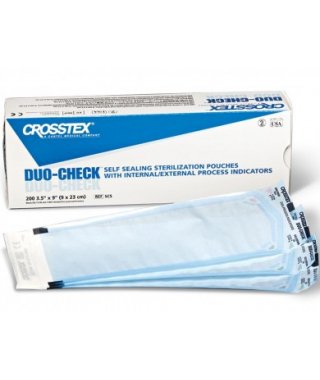 Sterilization Pouch Duo-Check® Ethylene Oxide (EO) Gas / Steam 7-1/2 X 13 Inch White / Blue Self Seal Paper / Film SCL