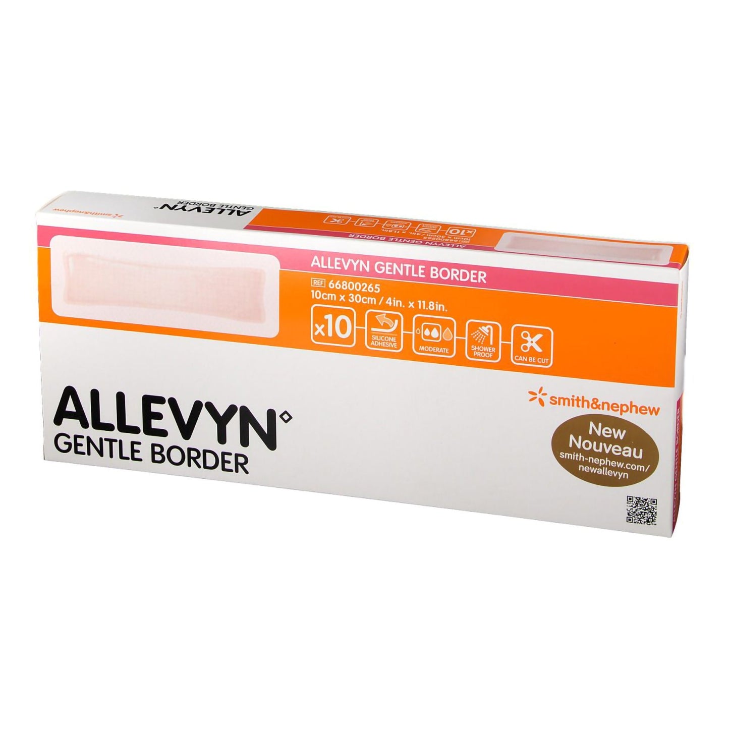 Foam Dressing Allevyn Gentle Border 4 X 12 Inch With Border Film Backing Silicone Gel Adhesive Rectangle Sterile 66800265