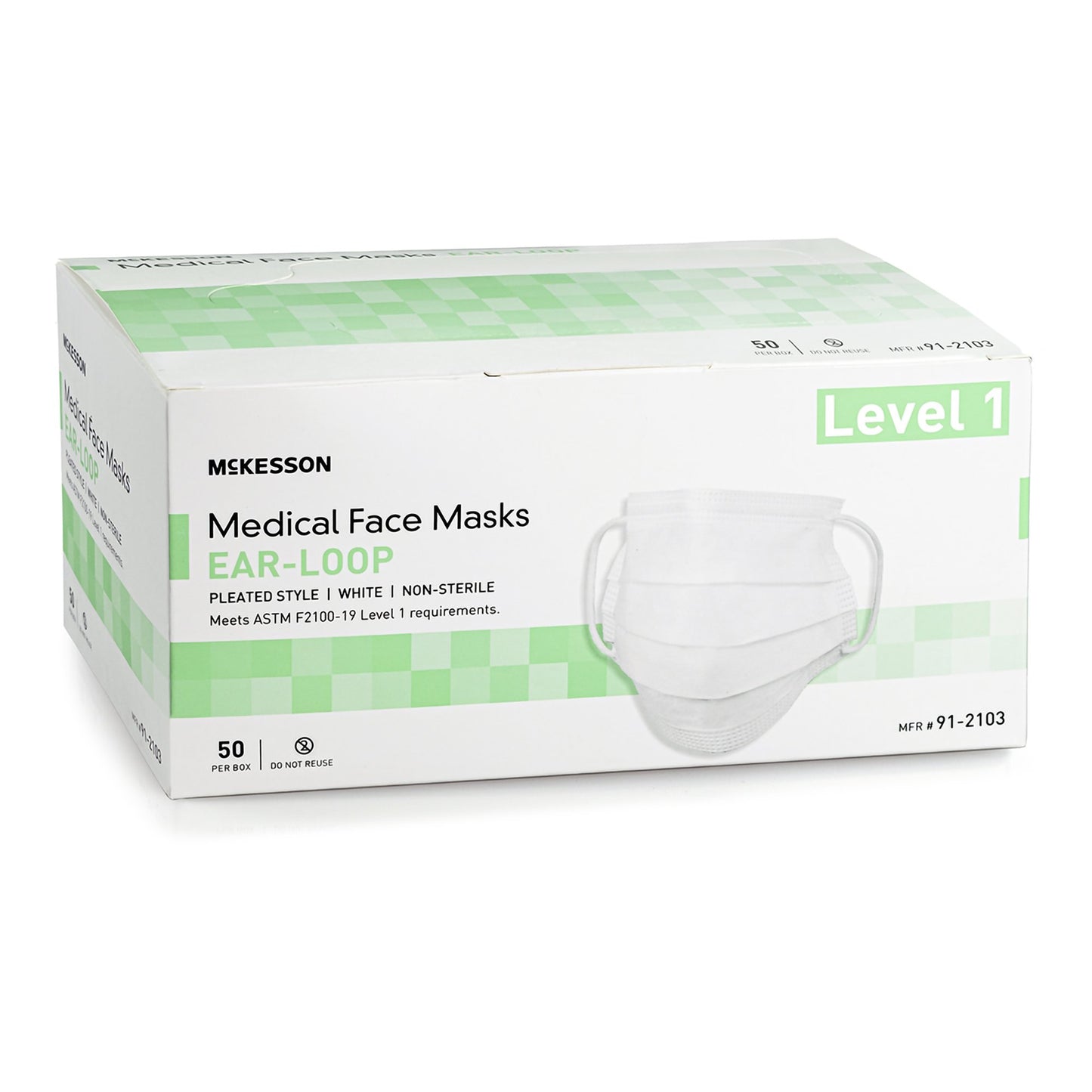 McKesson ASTM Level 1 Medical Face Masks, White 91-2103
