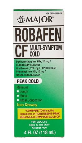 Cold and Cough Relief Robafen® CF 10 mg - 100 mg - 5 mg / 5 mL Strength Liquid 4 oz. 00904653720