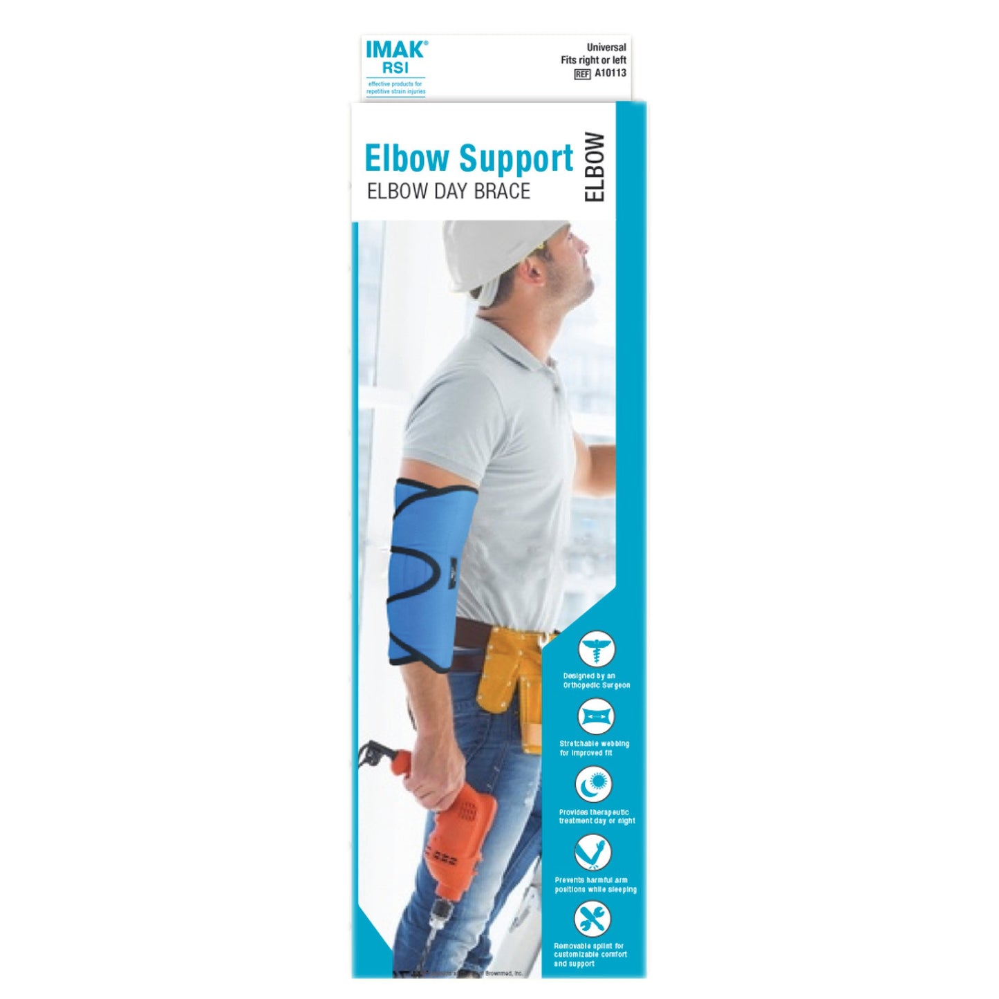 Elbow Support One Size Fits Most Hook and Loop Strap Fastening Blue - A10113