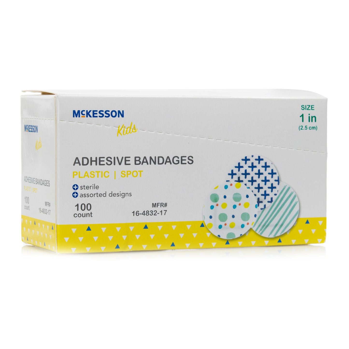 McKesson Kids™ Round Kid Design (Assorted Prints) Adhesive Spot Bandage, 1 Inch 16-4832-17