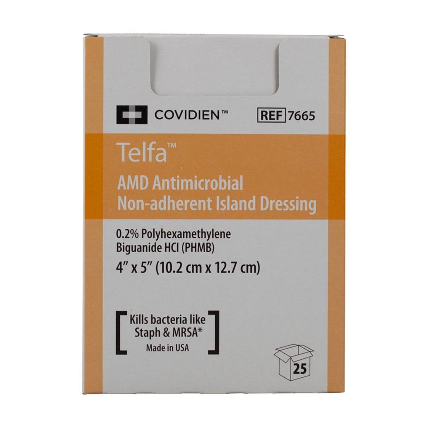 Antimicrobial Island Dressing Telfa™ AMD 4 X 5 Inch Rectangle Sterile Film Backing - 7665