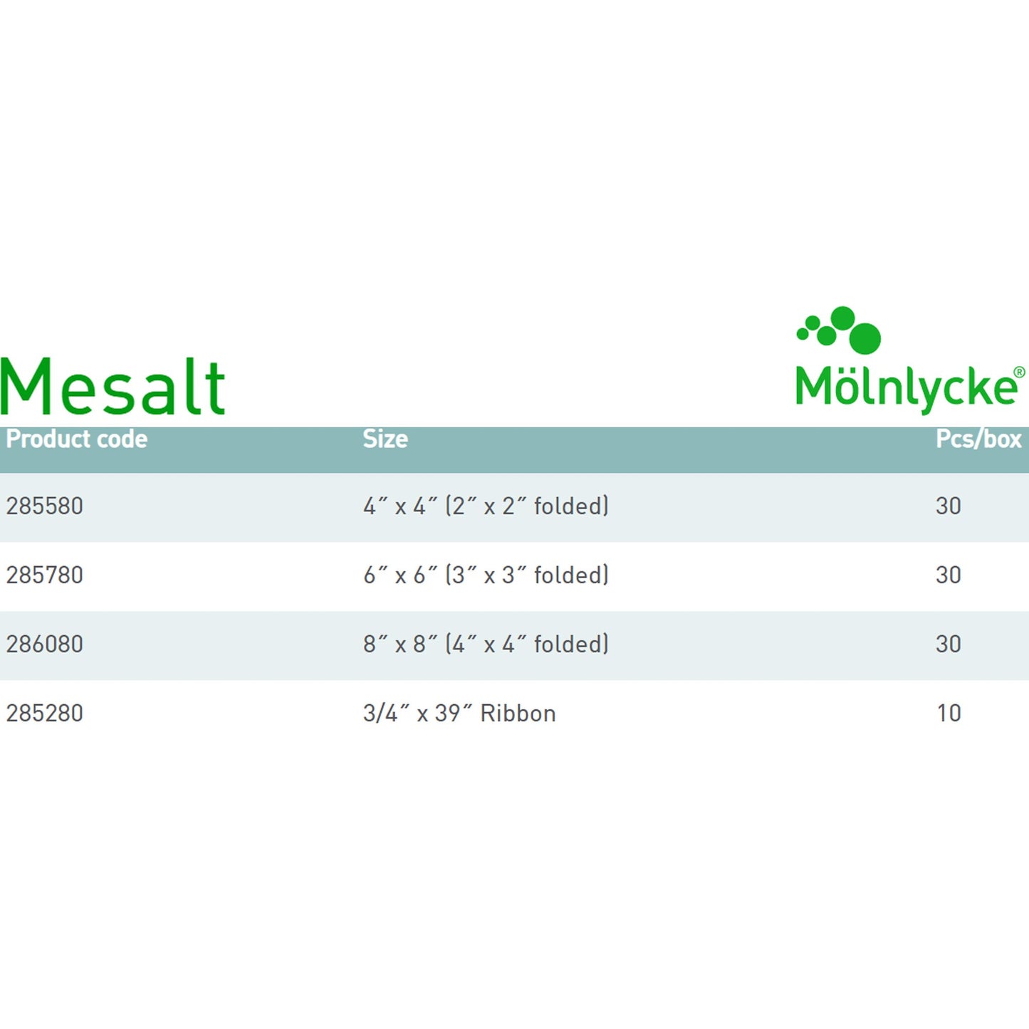 Mesalt® Sodium Chloride Impregnated Dressing, 6 x 6 inch 285780