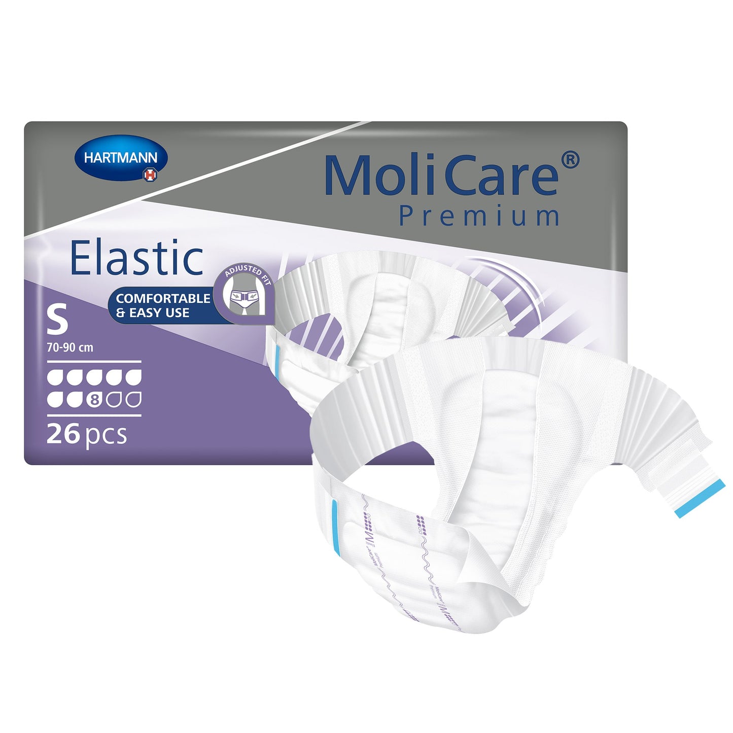 Unisex Adult Incontinence Brief MoliCare® Premium Elastic 8D Small Disposable Heavy Absorbency - 165471