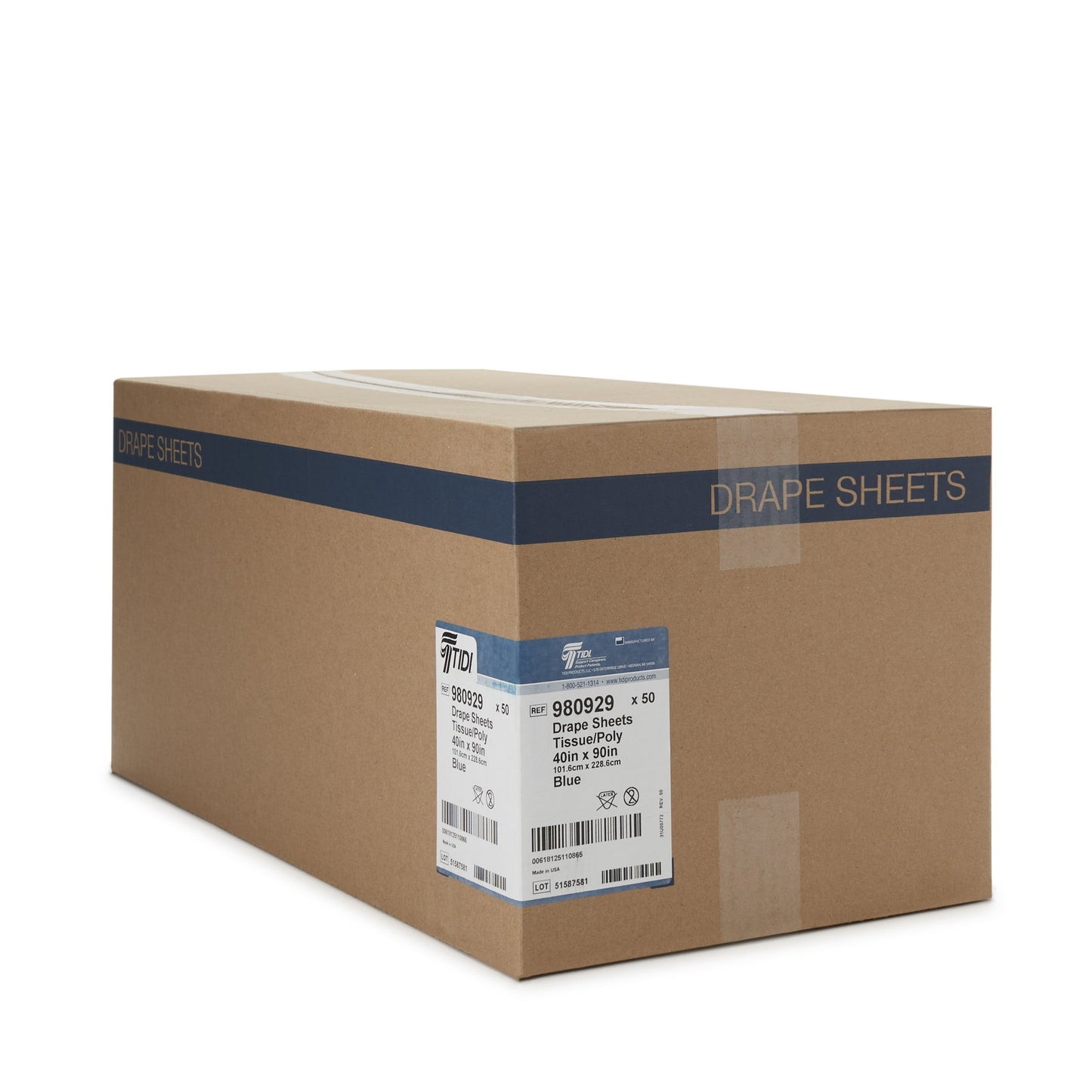 Tidi® Everyday Blue Flat Stretcher Sheet, 40 x 90 Inch 980929