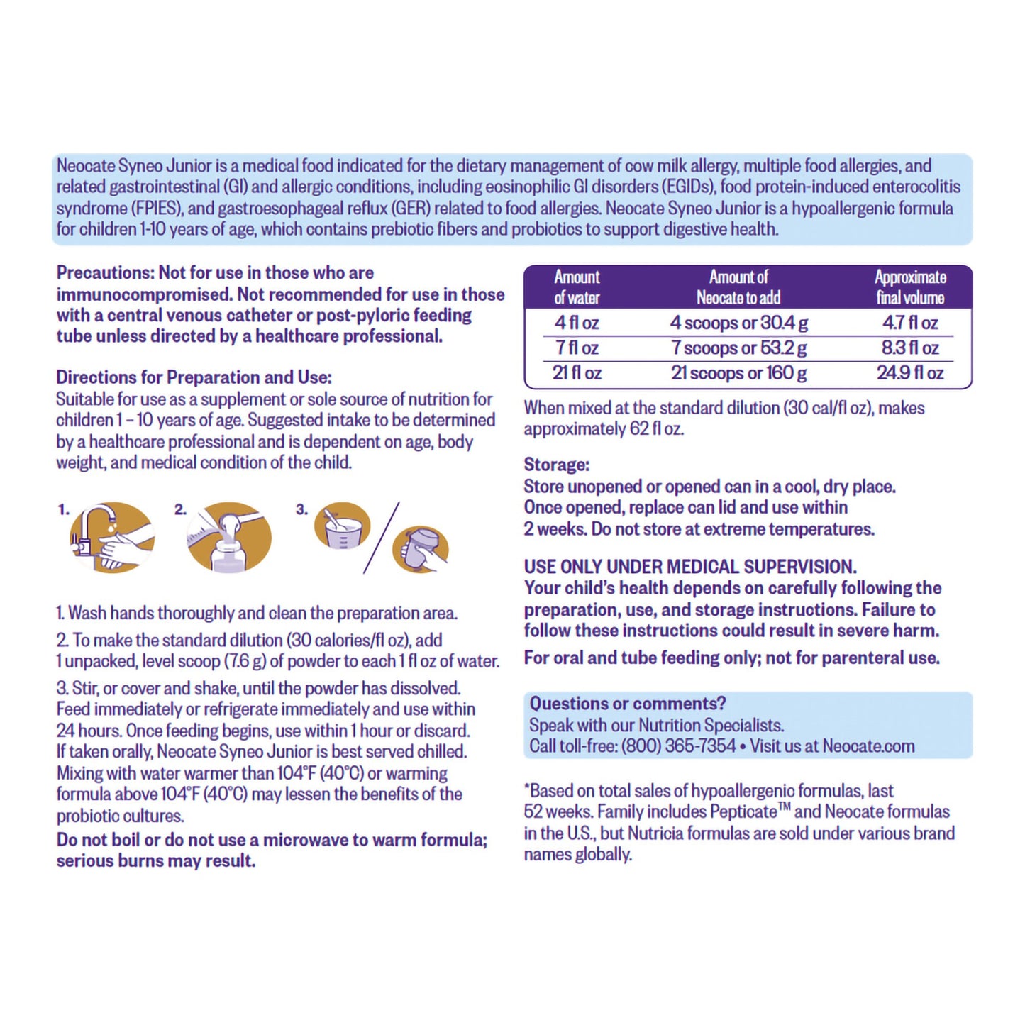 Neocate® Syneo® Junior Hypoallergenic Amino Acid–Based Formula, 14.1-ounce can 196062