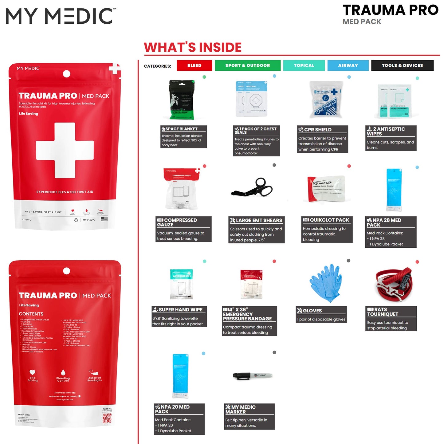 Med Packs™ Trauma Pro First Aid Kit MM-MED-PACK-TRM-PRO-RAT