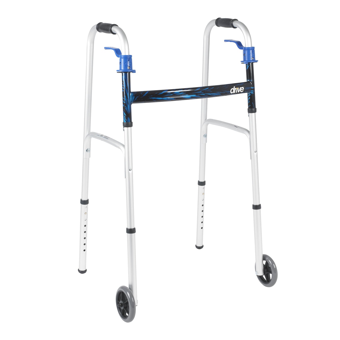 Dual Trigger Release Folding Walker with Wheels Adjustable Height drive™ Aluminum Frame 350 lbs. Weight Capacity 32 to 39 Inch Height - 10226-1