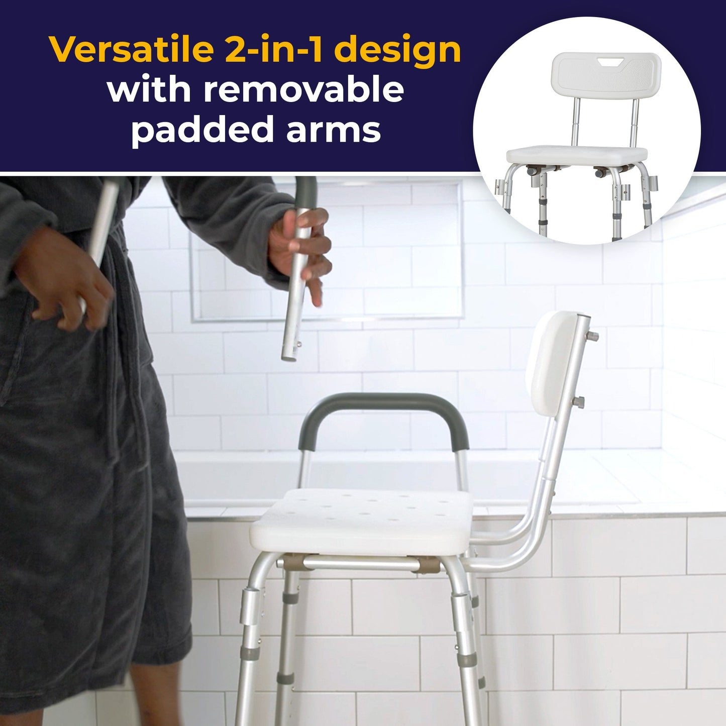 drive™ Shower Chair with Back and Removable Padded Arms 12445KD-1