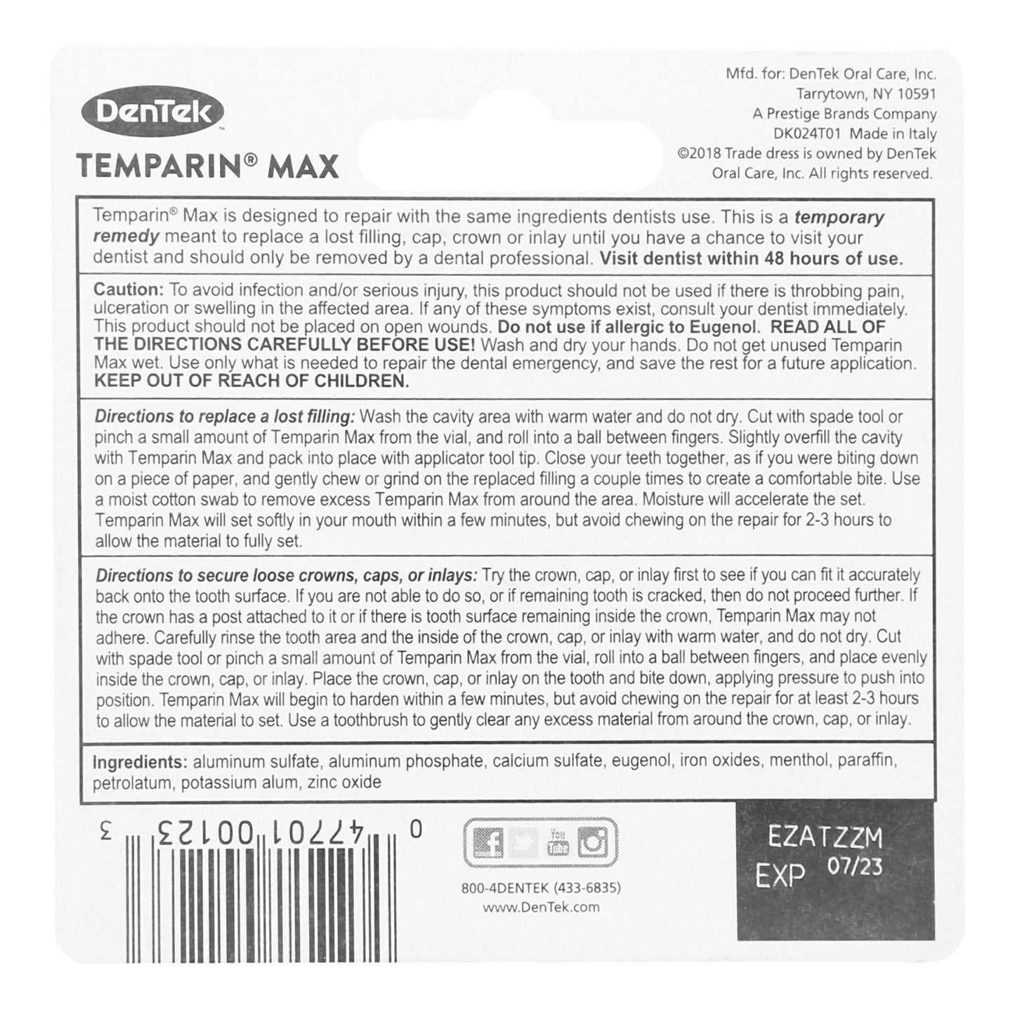 DenTek® Temparin® Max Repair Kit 04770100123