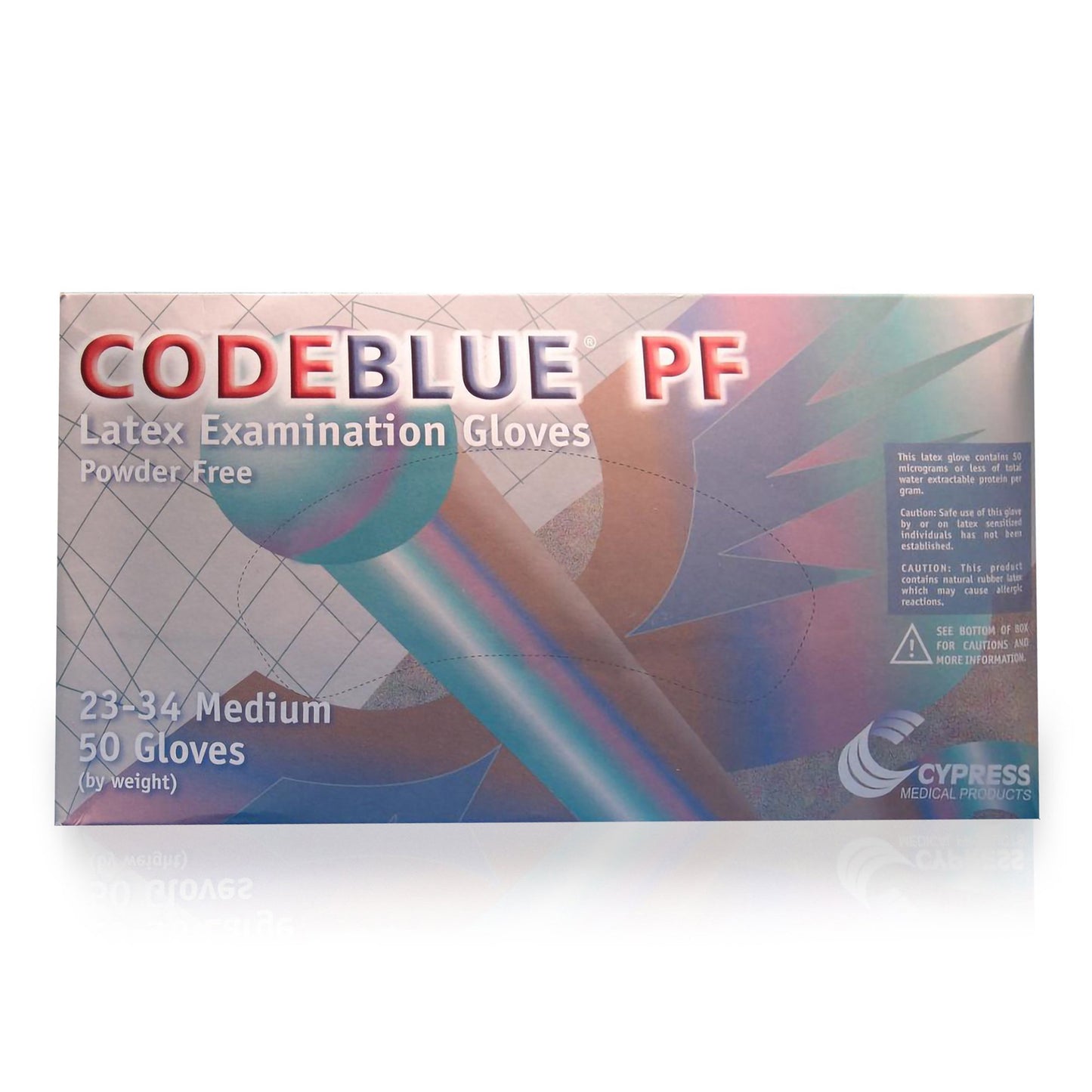 Exam Glove CODEBLUE® PF Medium NonSterile Latex Extended Cuff Length Fully Textured Blue Not Rated - 23-34
