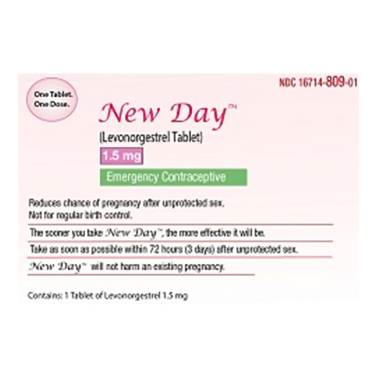 NorthStar Rx New Day Levonorgestrel Birth Control Pill 16714080901, BT