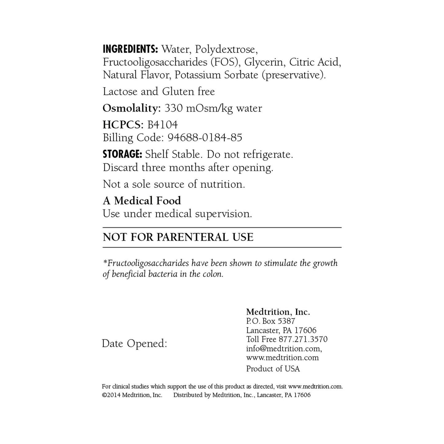 HyFiber® Citrus Flavor Liquid Fiber with FOS, 32-ounce bottle 18485