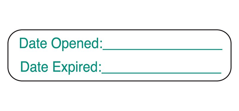 Pre-Printed / Write On Label Barkley® Auxiliary Label Green Paper Date Opened Date Expired White Quality Control Label 3/8 X 1-5/8 Inch - 2970