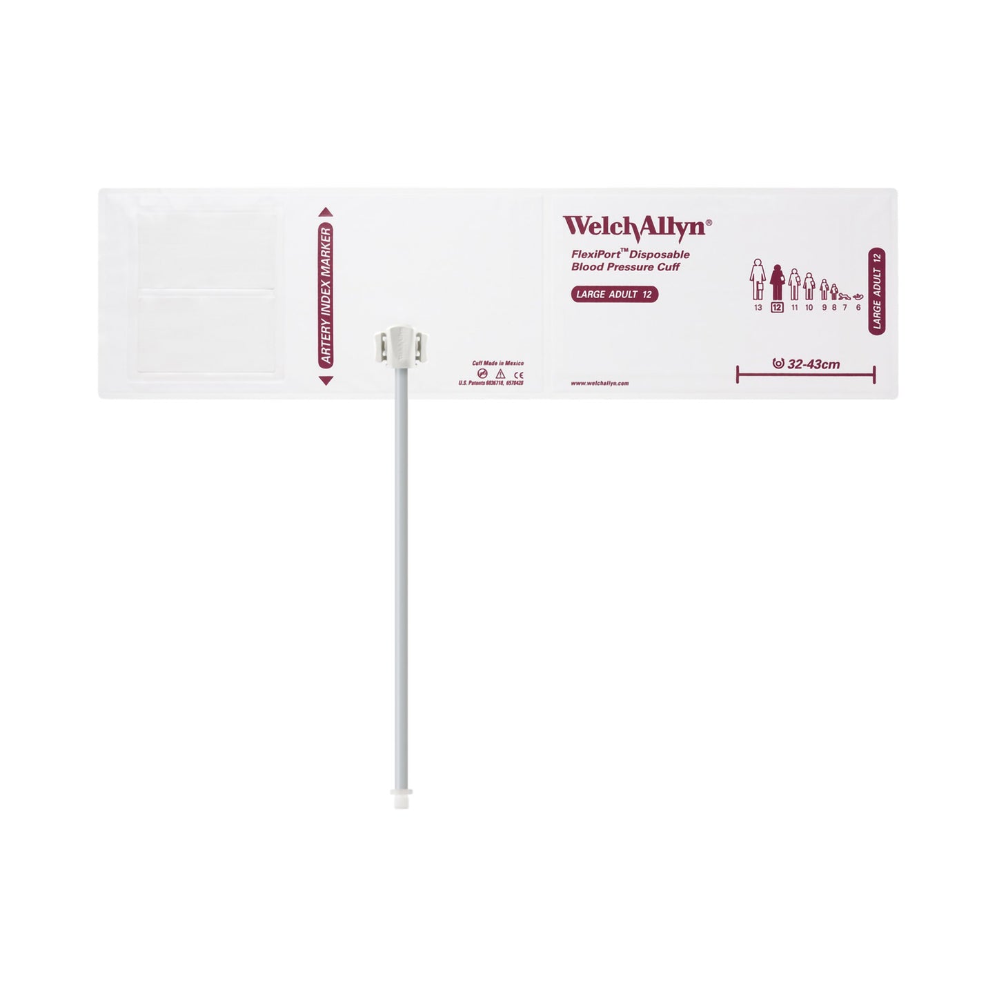 Single Patient Use Blood Pressure Cuff FlexiPort® 32 to 43 cm Arm Cloth Fabric Cuff Large Adult Cuff - SOFT-12-1SC