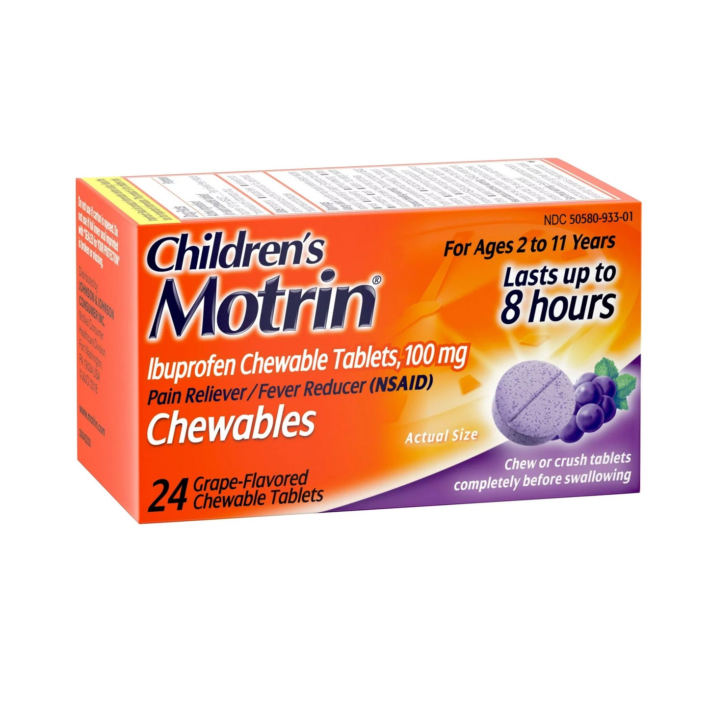 Children's Pain Relief Motrin® 100 mg Strength Ibuprofen Chewable Tablet 24 Per Bottle - 30045093226