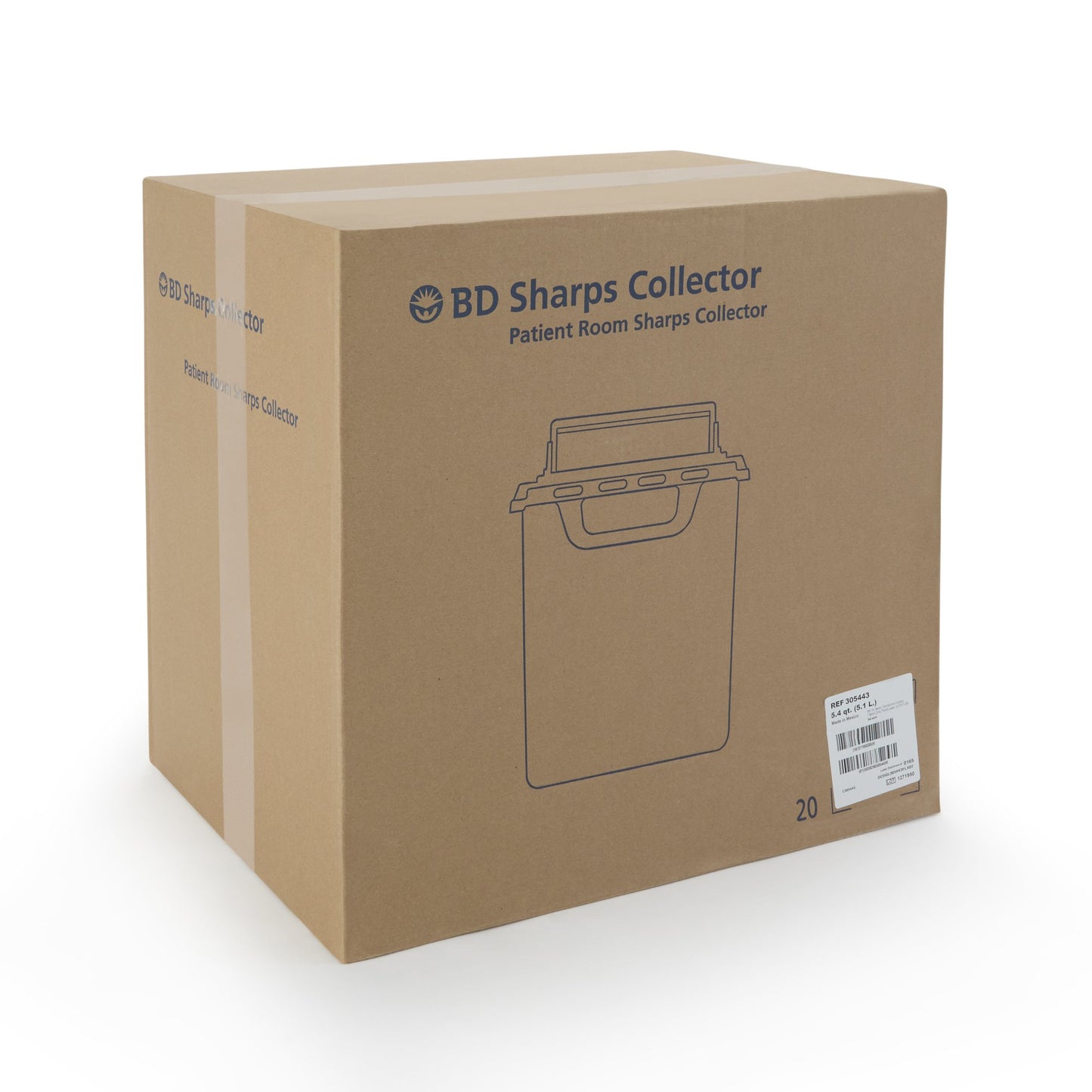 BD Sharps Container, 5.4 Quart, 11-7/10 x 16-3/5 x 4-1/2 Inch 305443