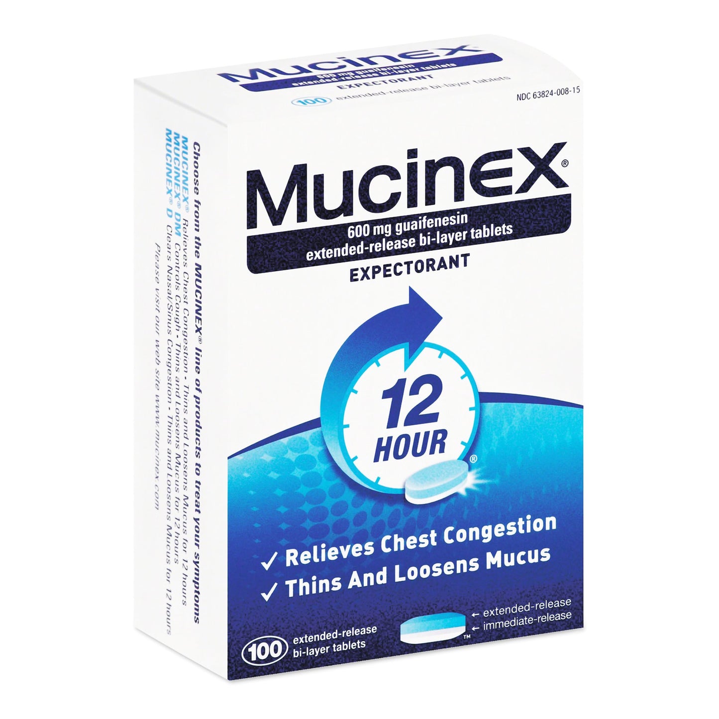 Reckitt Benckiser Mucinex Guaifenesin Cold and Cough Relief 63824000815, BT