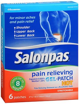 Hisamitsu America Salonpas Gel-Patch Hot Capsaicin / Menthol Topical Pain Relief 46581087006, Box of 6