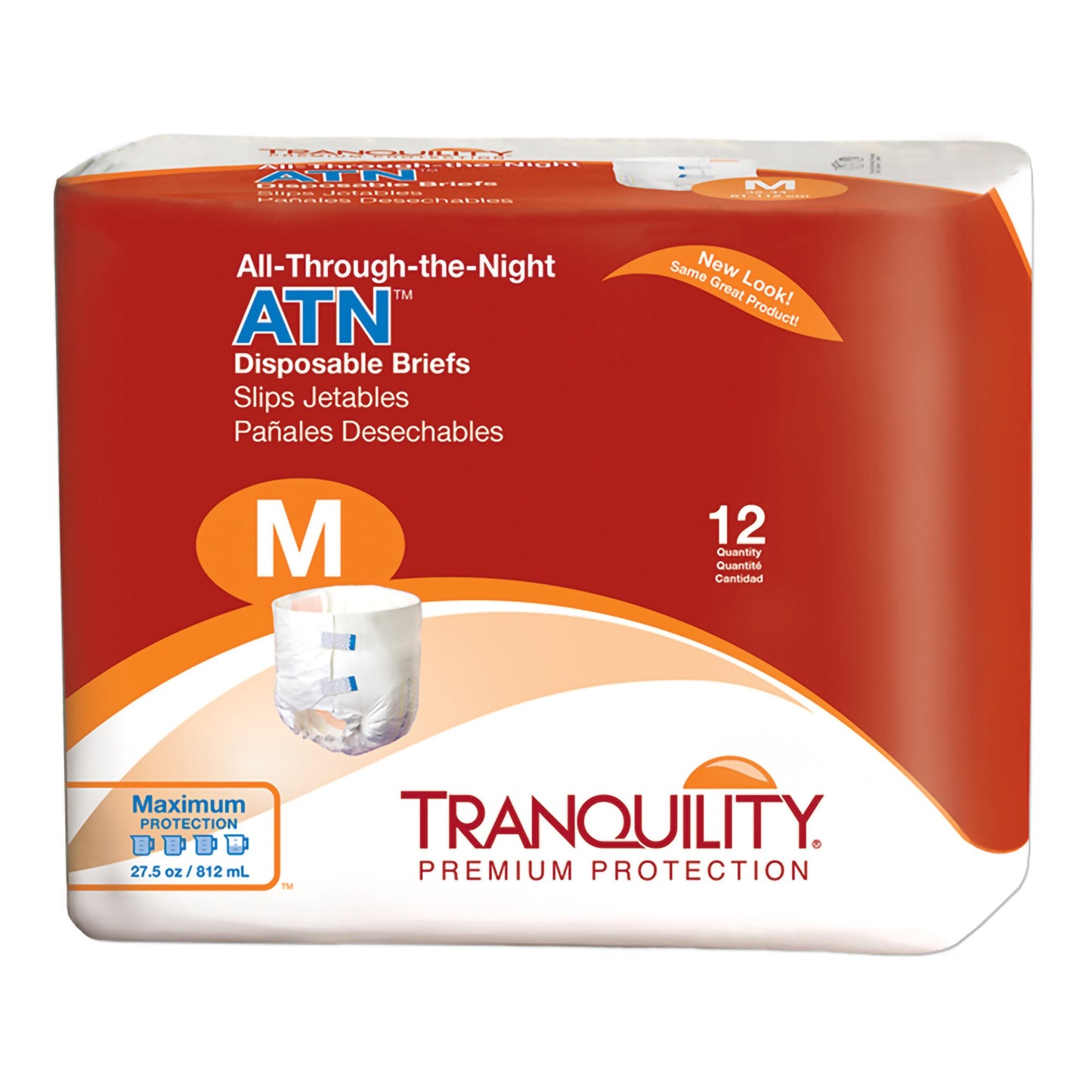 Unisex Adult Incontinence Brief Tranquility® ATN Medium Disposable Heavy Absorbency - 2185