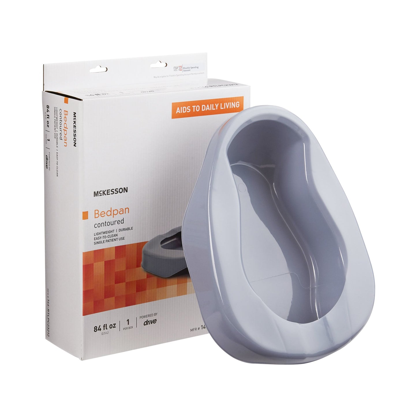 Contoured Bedpan McKesson Gray 84 oz. / 2484 mL - 146-RTLPC23212