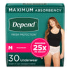 Depend® Fresh Protection™ Women's Maximum Absorbency Underwear, Medium 53742