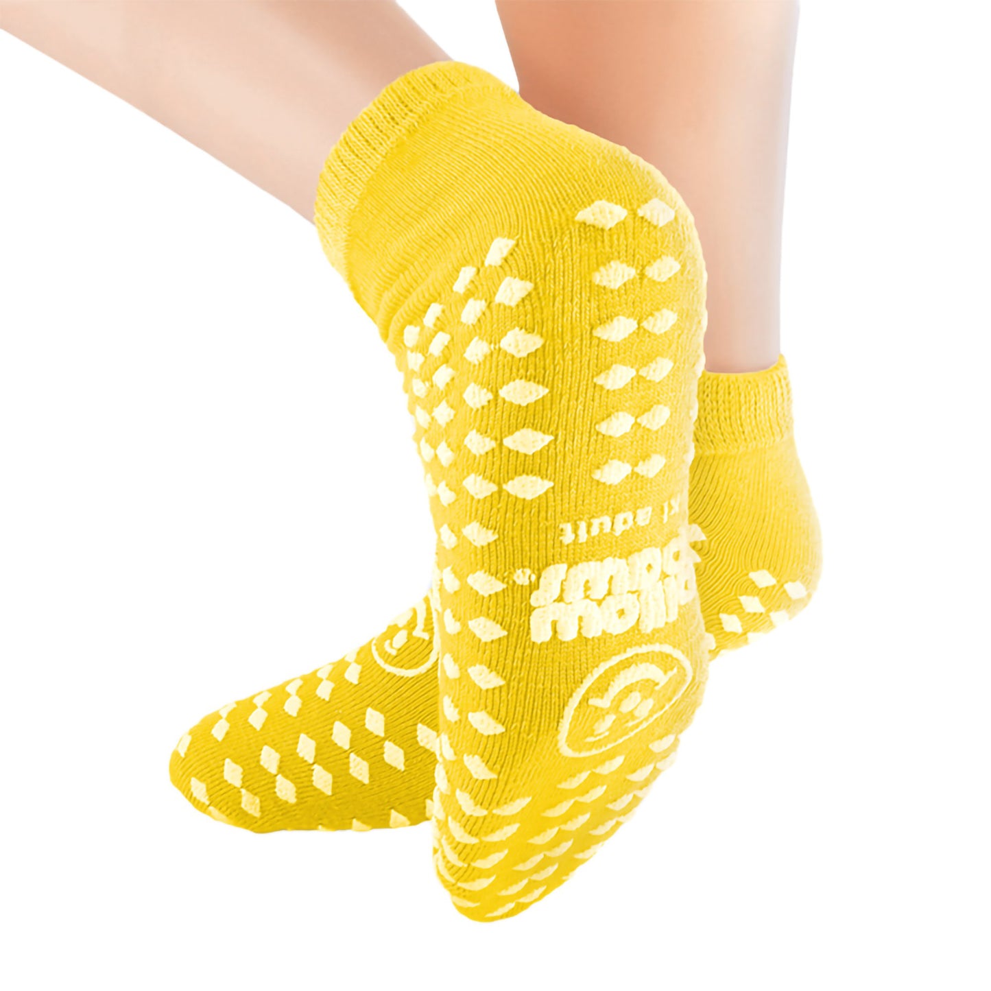 Slipper Socks Pillow Paws® Risk Alert® Terries™ Unisex Adult One Size Fits Most All Around Tread Single Patient Use Yellow - 3922-001